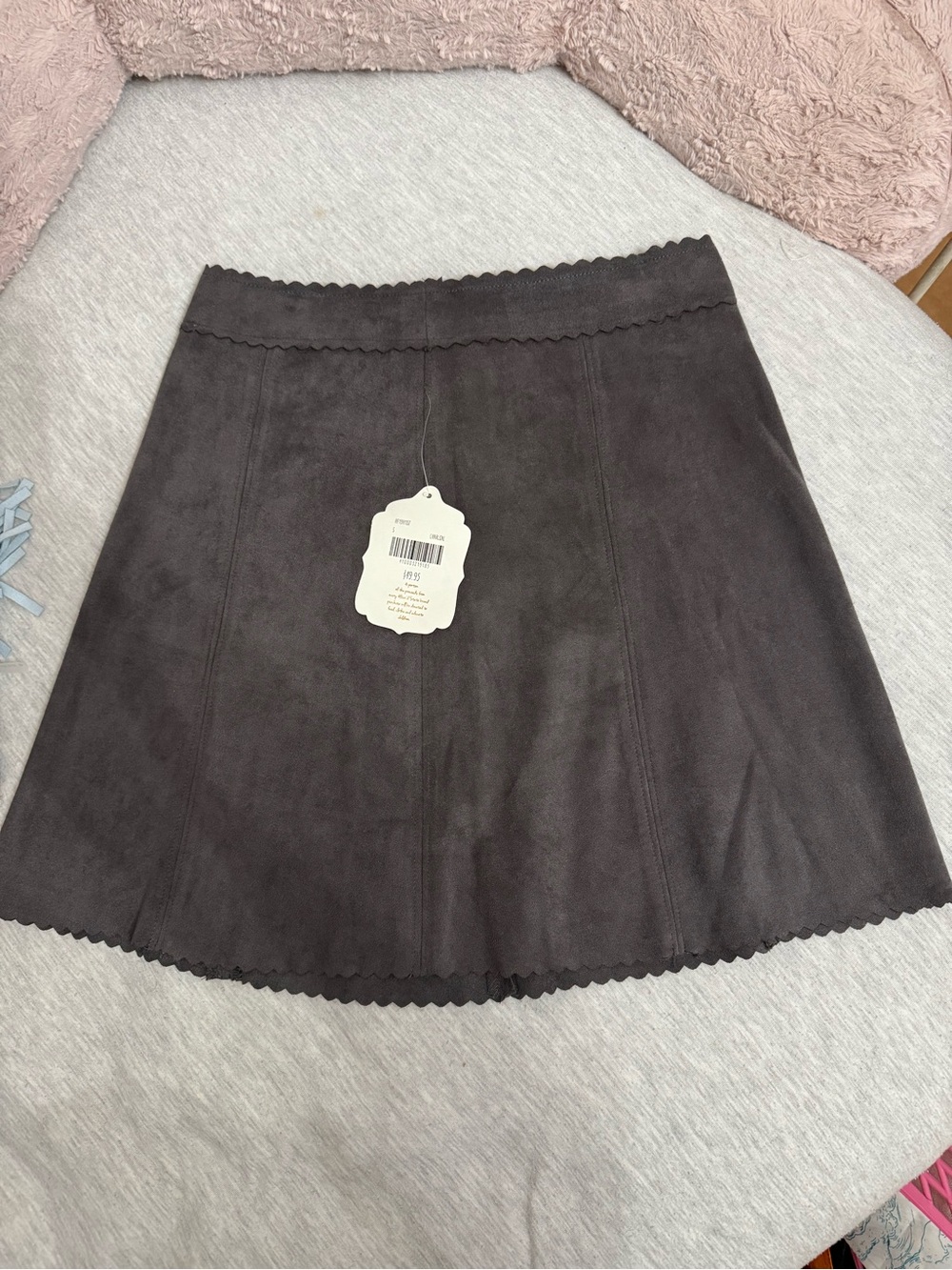 Altar'd State Charcoal Scalloped Hem A-Line Skirt